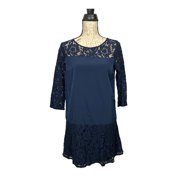 Abercrombie & Fitch Dresses & Skirts - Abercrombie & Fitch Navy Blue Lace Long Sleeve A-Line Dress Size Small